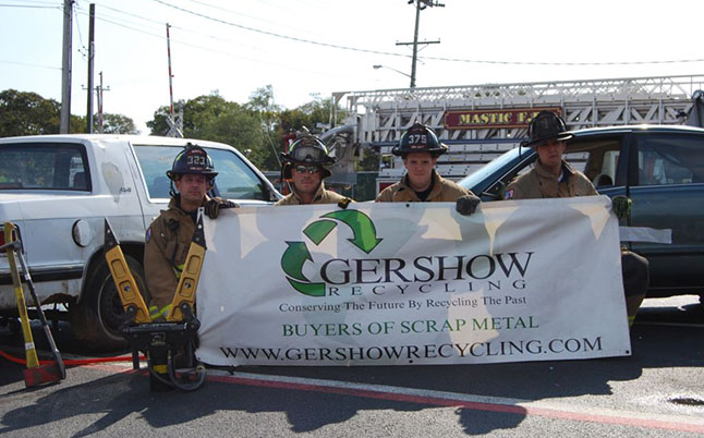 Gershow Recycling Donates Two Vehicles for Extrication Exercise at Mastic Fire Department's Fire Prevention Open House Gershow Recycling Donates Two Vehicles for Extrication Exercise at Mastic Fire Department's Fire Prevention Open House