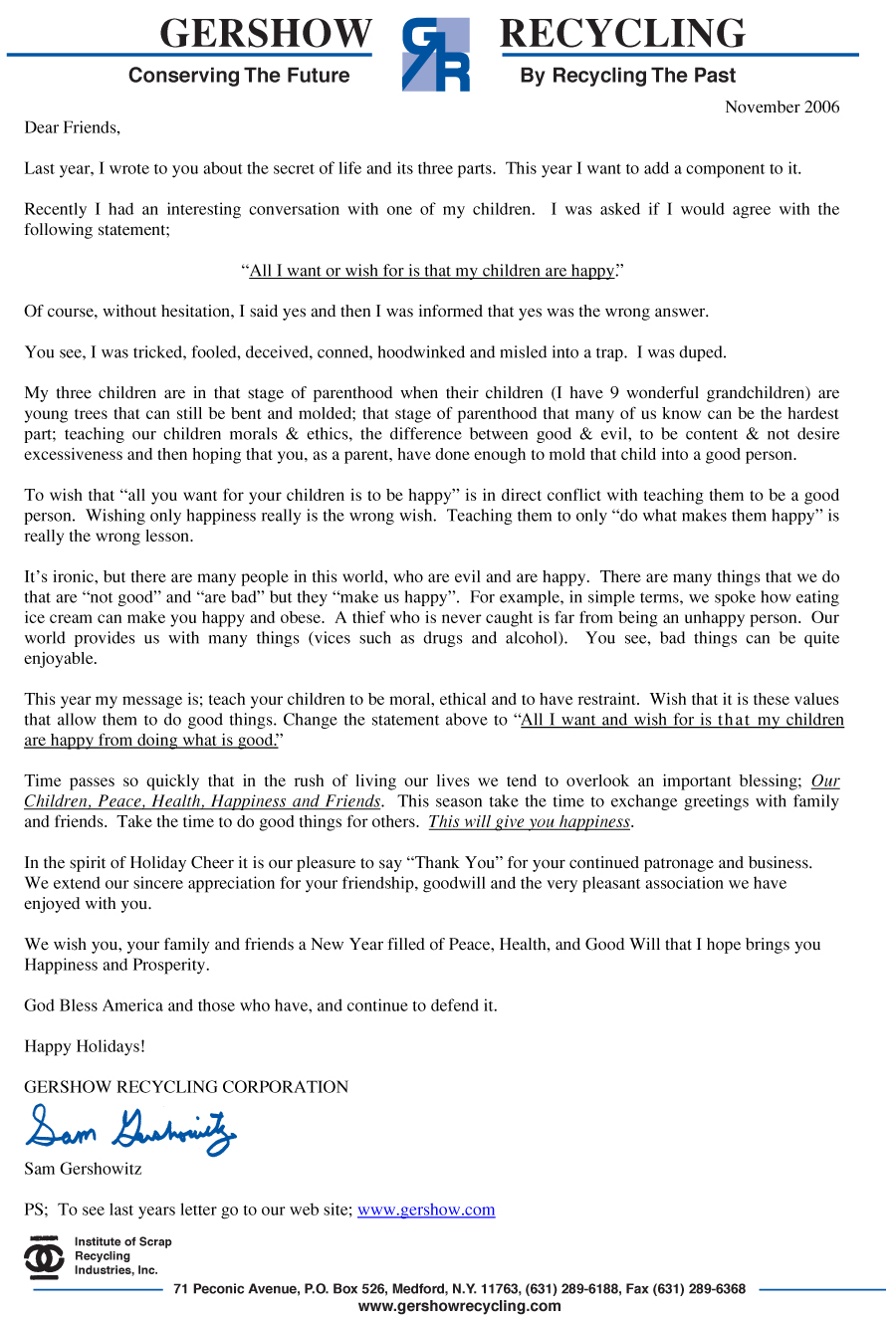 2006 Holiday Letter