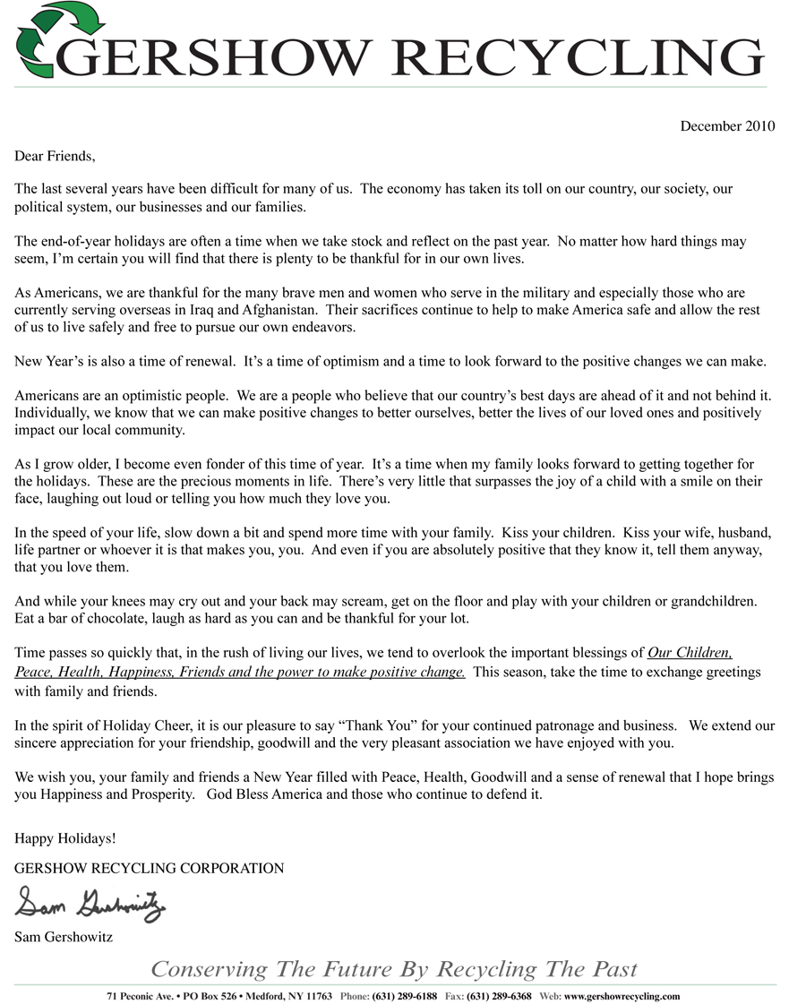 December 2010 Holiday Letter