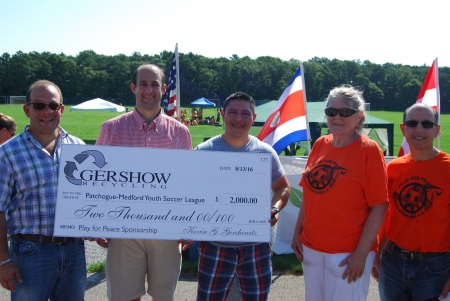 Gershow Recycling Donates $2,000 for 8th Annual Play for Peace Soccer Tournament