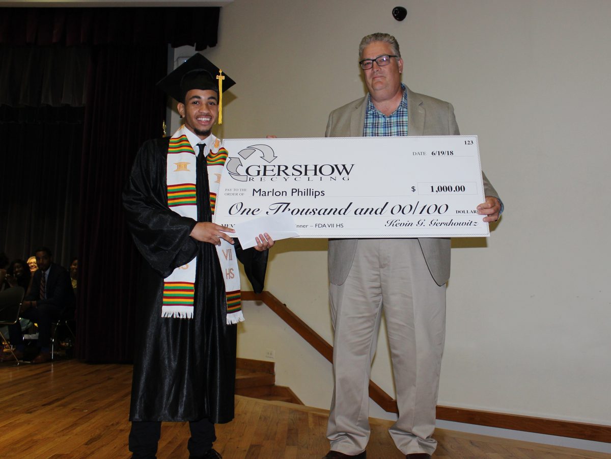 Gershow Recycling Grants Environmental Conservation Scholarship to Frederick Douglass Academy VII High School Graduating Senior Marlon Phillips