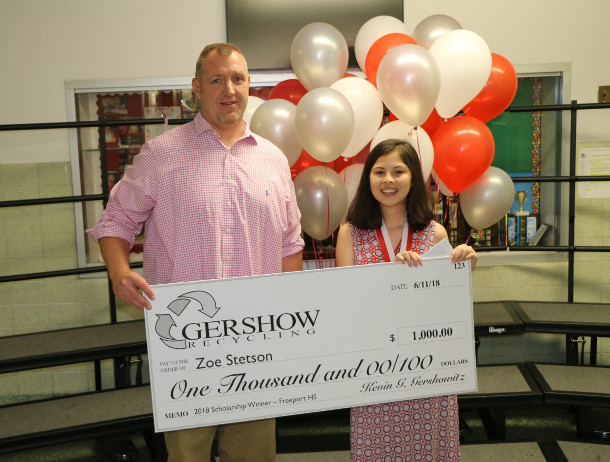 Gershow Recycling Grants Environmental Conservation Scholarship to Freeport High School Graduating Senior Zoe Stetson