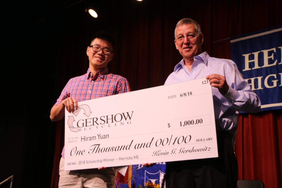 Gershow Recycling Grants Environmental Conservation Scholarship to Herricks High School Graduating Senior Hiram Yuan