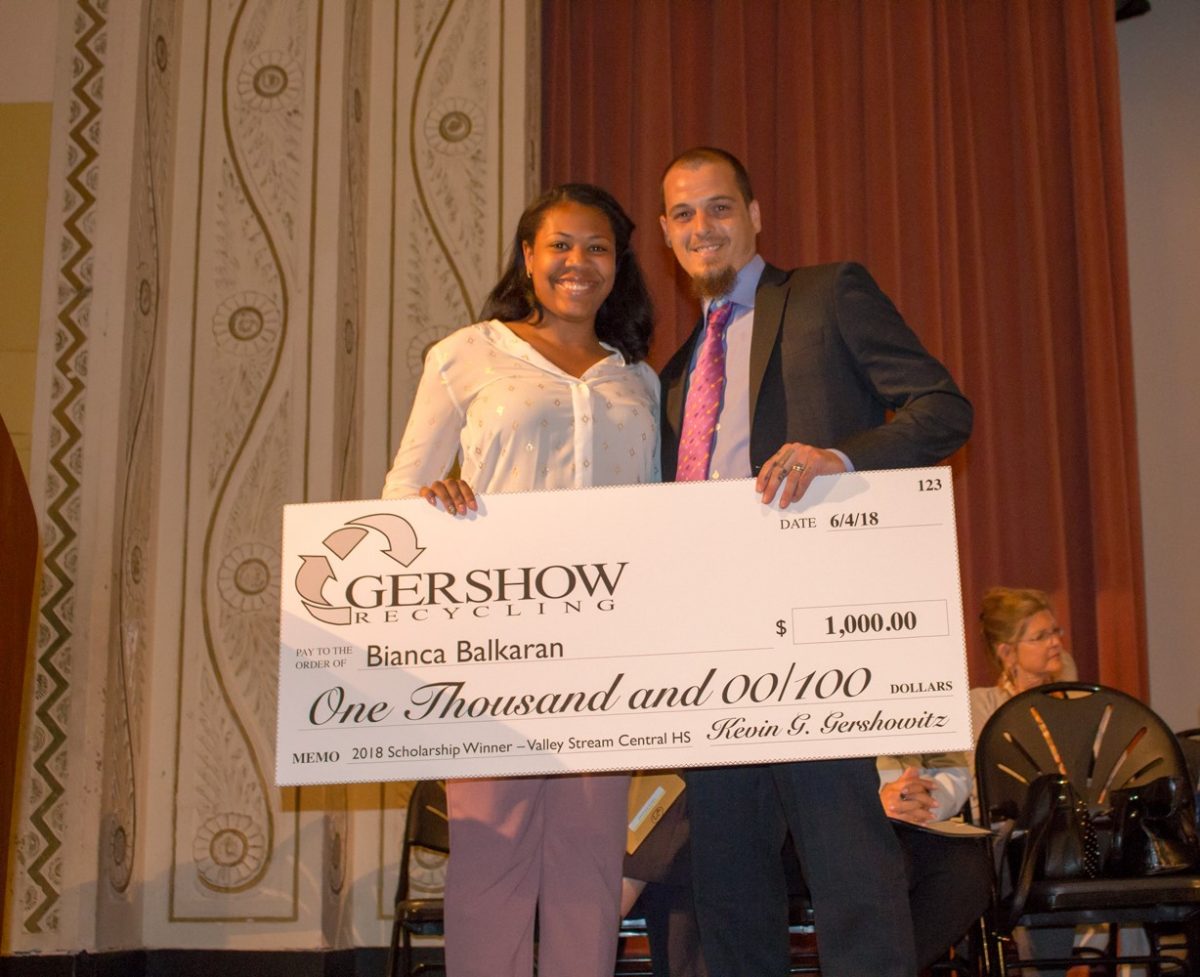 Gershow Recycling Grants Environmental Conservation Scholarship to Valley Stream Central High School Graduating Senior Bianca Balkaran