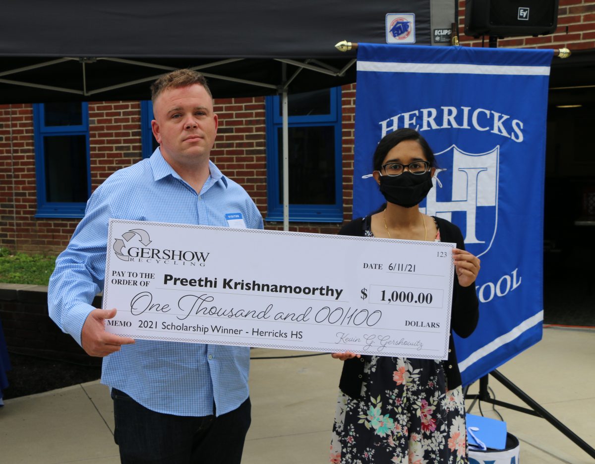 Gershow Recycling Grants Environmental Conservation Scholarship to Herricks High School Graduating Senior Preethi Krishnamoorthy