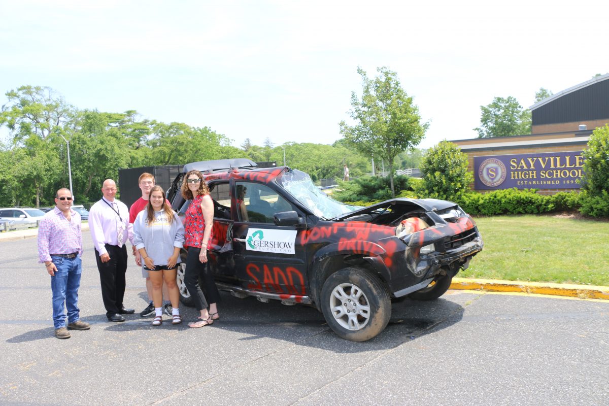 Gershow Recycling Donates Use of Junk Car to Sayville High School SADD Chapter